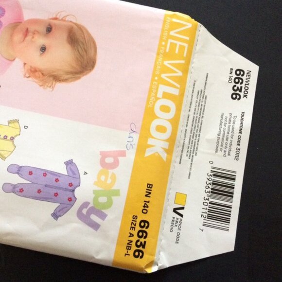 New Look Layette Pattern 6636 Newborn Infant Baby Top Romper Pants Blanket Uncut - Picture 2 of 9